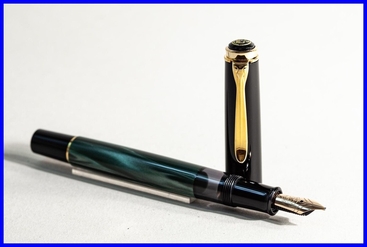 Special Series PELIKAN M250 M400 Green Marbled broad B 14ct Gold