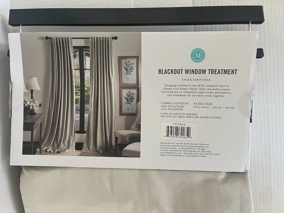 Par de paneles de lengüeta trasera tratamiento ventana terciopelo Luca Blackout Martha Stewart Foto 4 de 4