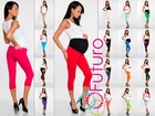 Maternity Cropped Leggings With Pockets 3/4 Length High Waist Sizes 8 - 22 LCKP