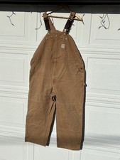 CARHARTT Overalls Duck Bib 50x30 R01 BRN Brown Canvas Double Knee Carpenter