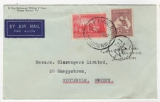 1937 Nov 4th. Air Mail. Melbourne to Stockholm, Sweden.