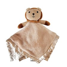 Lion Lovey Security Blanket Tan Satin Trim 16"x16" Plush Toy Pro Goleem