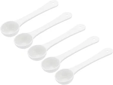 MECCANIXITY Micro Spoons 1 Gram Measuring Scoop Plastic Round Bottom White 