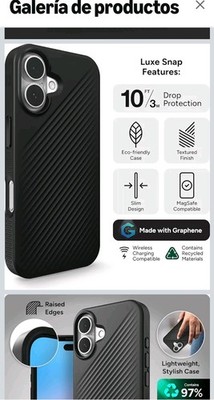 ZAGG Graphene Snap Case for iPhone 16 Black MagSafe Drop Protection