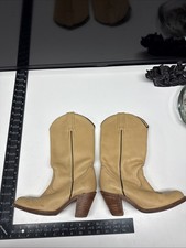VINTAGE SHOES UNISEX SET BOOTS FRYE 6 1/2B OT10771 TAN WESTERN LEATHER 6178 WOOD