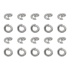 20 Pcs Locking Jump Rings 5.5mm Round Twist Clasp White Gold