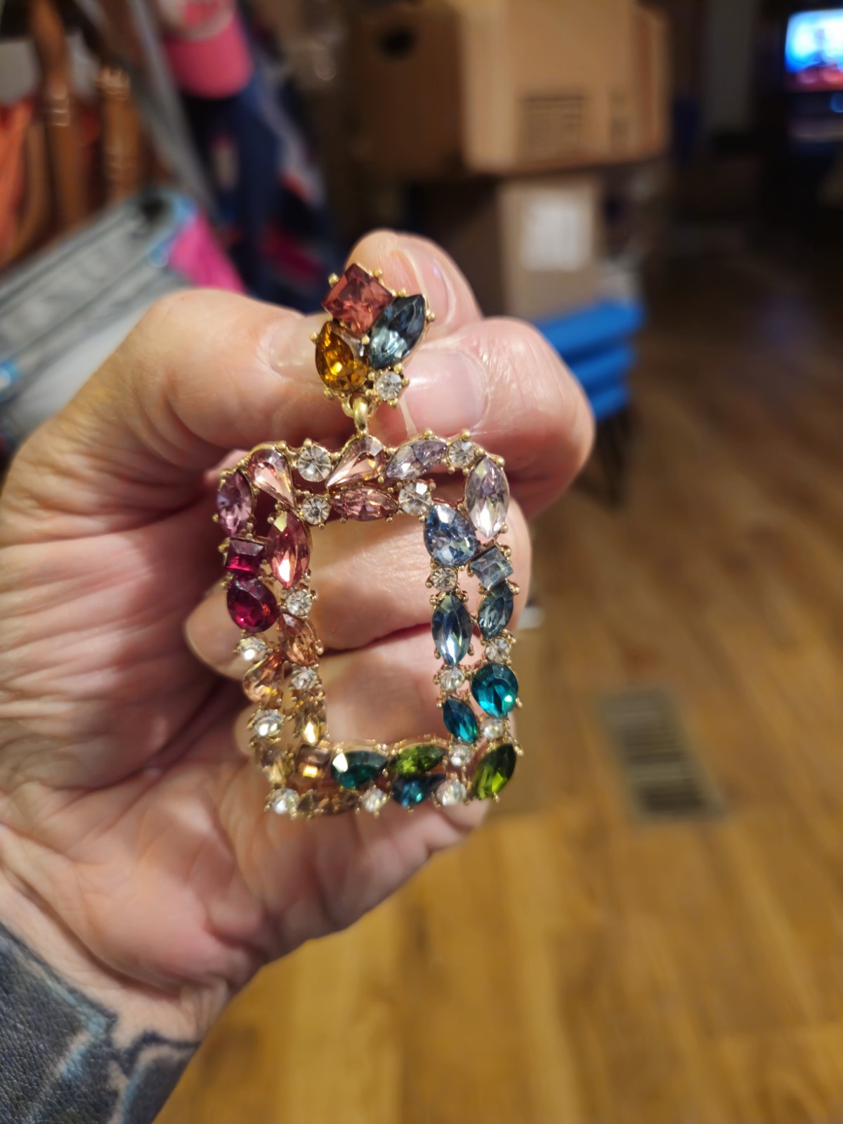 Vintage Style Large Rectangular Statement Earring… - image 4