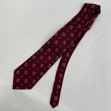 Tommy Hilfiger Italian Silk Made In USA Maroon With Crests Men's Tie 4" Wide