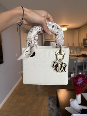Dior Mini Lady Dior Bag White Lizard Leather Bag- Rare Paris