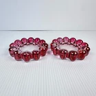 Vintage Boopie Bubble Glass Pink Ashtray - Anchor Hocking - Set of 2