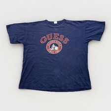 Guess T Shirt Men  s XL Vintage 80s Navy Blue Classic Style Spell Out Logo
