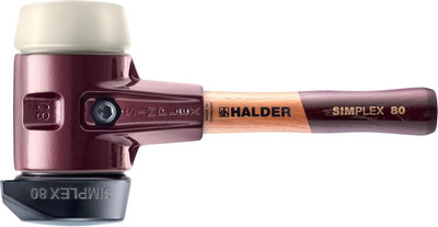 Halder 6.2 lb Simplex Mallet, 80mm, Rubber & Nylon, Short Hickory Handle