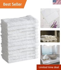 Elegantly Soft 12x12 Cotton Washcloth Set - Quick-Dry Reusable Towels in White