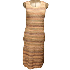 Sonoma Striped Sleeveless Knit Sweater Dress Knee Length Peach & Brown S