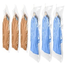 6 Hanging Vacuum Storage Bags for Clothes, 3 Jumbo  3 Large Space Saver Seal...