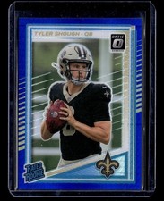 2025 Panini Donruss Optic Tyler Shough #223 Rated Rookie Blue Hyper Prizm Saints