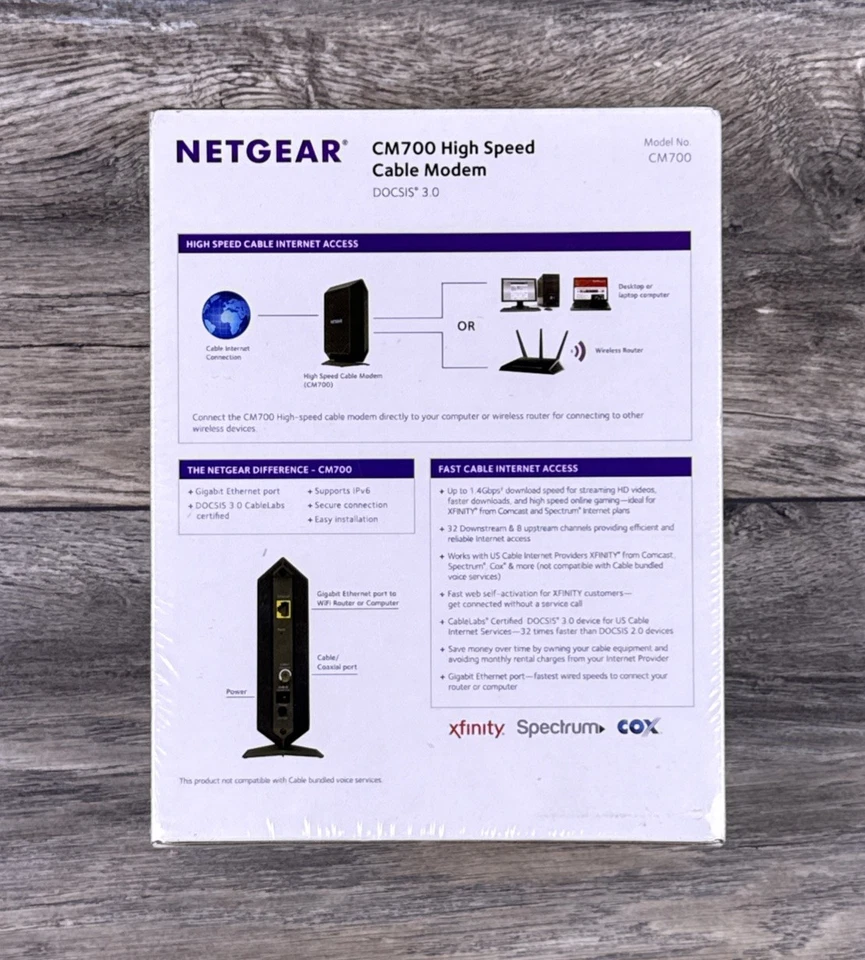 NETGEAR High Speed Cable Modem For Xfinity By Comcast Model CM700 NEW SEALED - Image 2 of 4