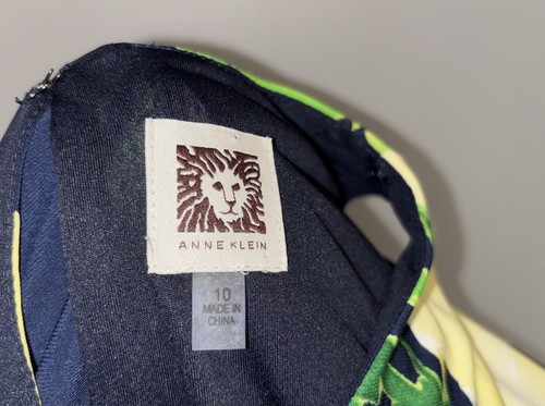 Anne Klein Dress Navy Blue & Yellow Floral Print Sz 10 - 第 5/7 張圖片