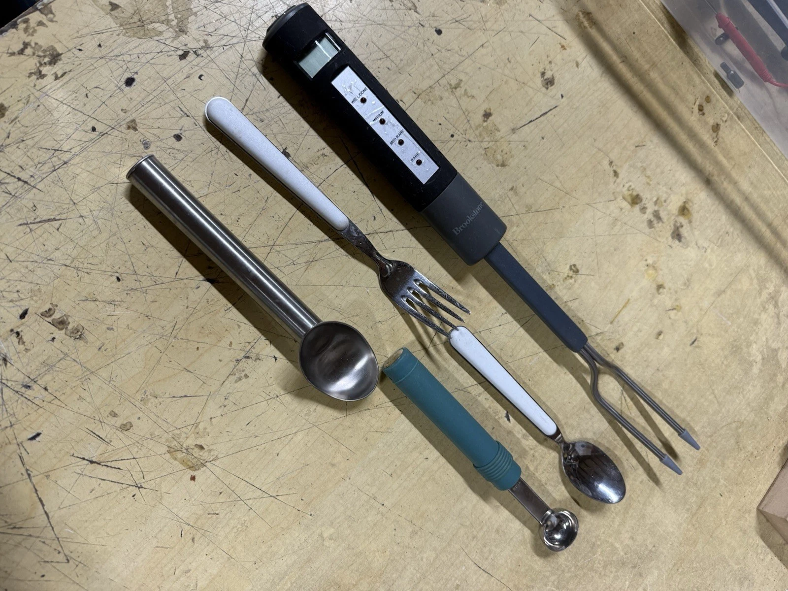 vintage kitchen utensils Fork Thermometer And Measuring Spoons Ice Cream Scooper