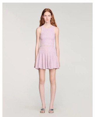 Sandro purple Diamond Sleeveless knitted cardigan top / A-line skirt