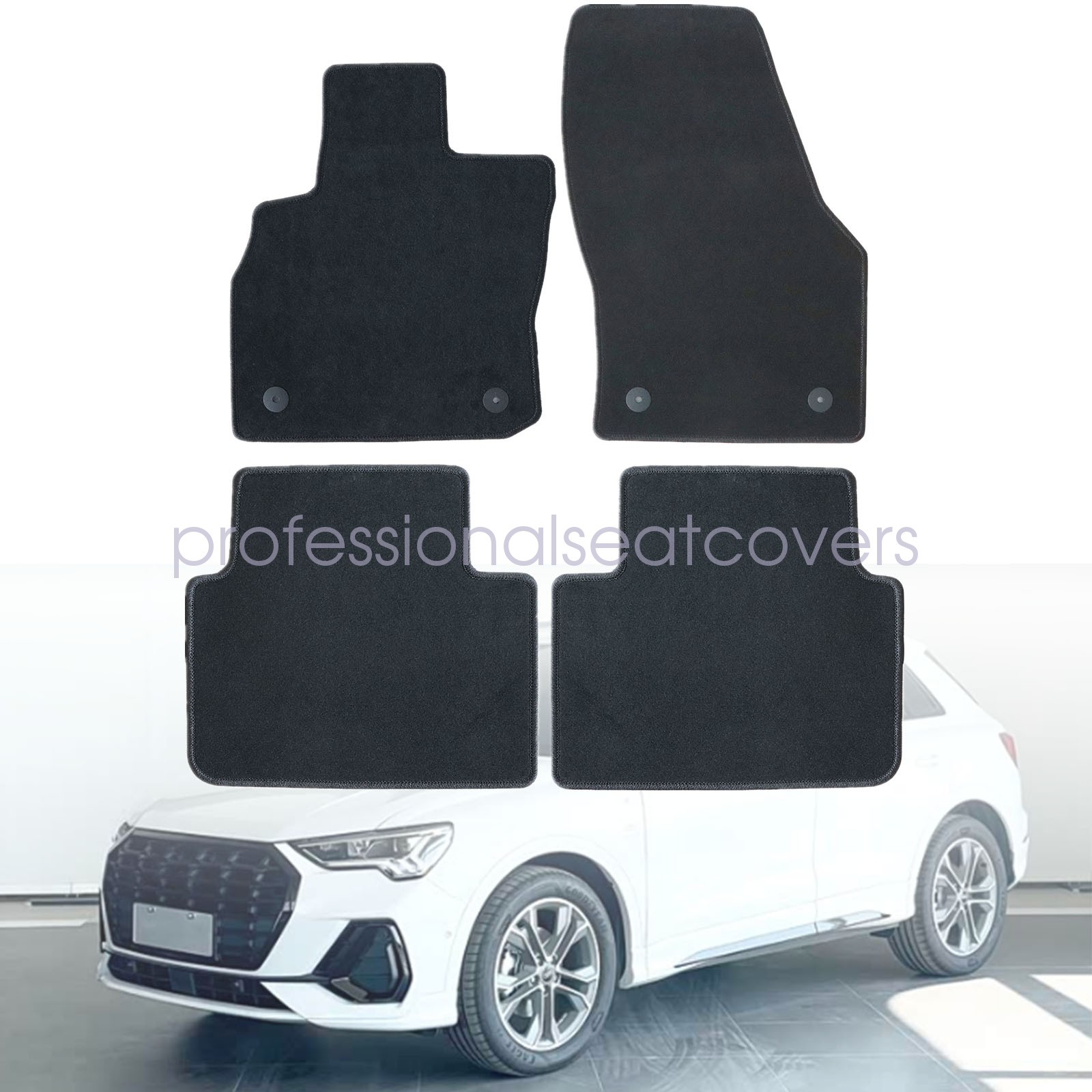 Front & Rear Floor Mats Carpet Waterproof Black Velour For 2019-2025 Audi Q3