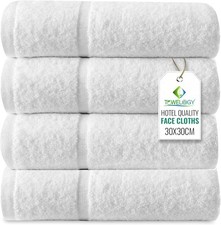 100% Cotton White Face Cloths Flannels Hotel Quality  Soft Face Wash Cloth Pack