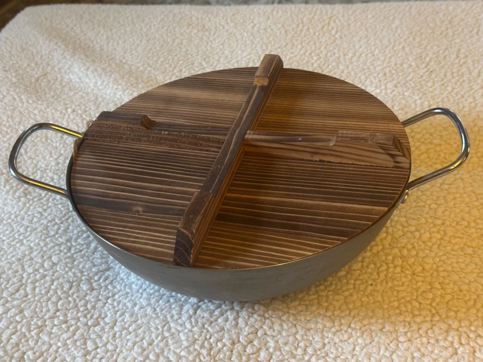 Zem 12 Inch Carbon Steel Wok with Trivet Lid - NEW