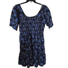 GAP Puff Sleeve Smocked Floral Mini Dress Blue Ditsy Plus Size XXL Tall NEW