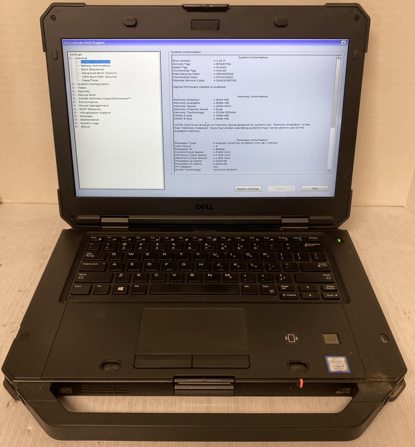Dell Latitude Rugged Series Latitude 5420 Rugged P85G, 14-Inch Laptop, with Intel Core i5 8th Gen., Not Included SSD (Solid State Drive), No OS