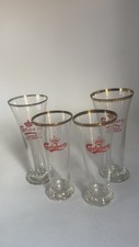 Vintage Red Carlsberg Pilsner Lager Beer Glasses 2 pints & 2 half pints 