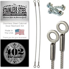 Stainless Steel Cabinet Door Restraint Kit. Made in USA. Flexible Braided
