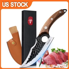 Viking knife Chef Knife Japan Kitchen Meat Cleaver Butcher Boning Knife w/Sheath