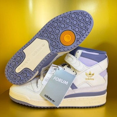 adidas Forum 84 High White Purple Lilac Leather Sneakers ID7316 Mens Size 9.5 US