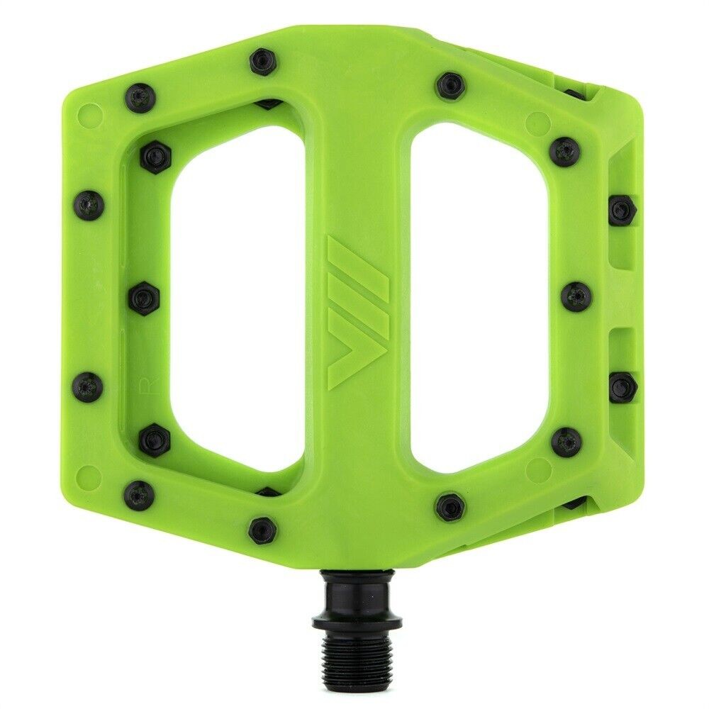 DMR V11 Bike Pedals Flat Platform Nylon Composite Body Chromo Axle Green