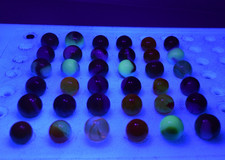 VITRO AGATE MARBLES ARKO 36PC MIXED LOT GLASS SOME UV REACTIVE GLOW BLACK LIGHT
