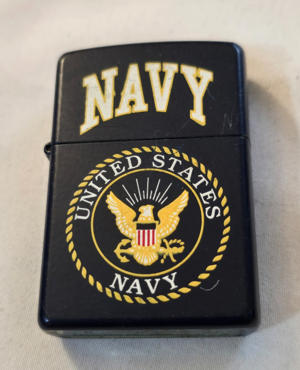 Vintage 2004 US Navy Emblem Seal Blue Matte Windproof Zippo Lighter