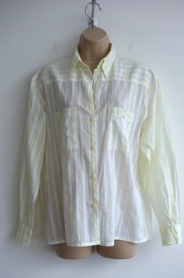 Vintage Jaeger shirt lightweight cotton yellow and white stripes M VGC 80s 90s - Image 1 of 4