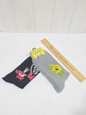 SpongeBob Mr Krabs Nickelodeon Cartoon Novelty Socks 2 Pairs Fits Sizes 6-12 NWT