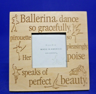 Ballerina Photo Frame Wooden for 3'' x 3 Picture of your Ballet Dancer New No Box