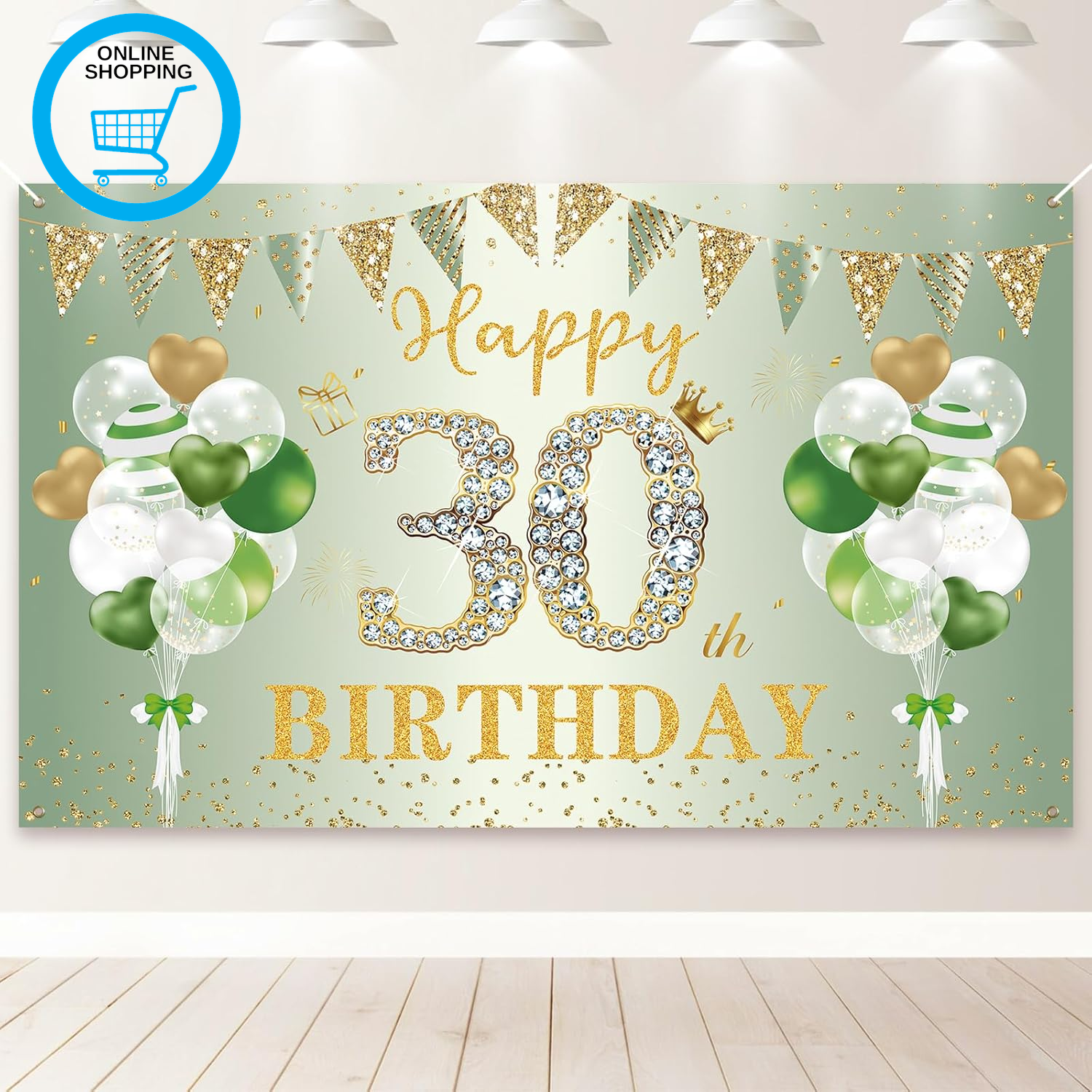 30Th Birthday Banner Decorations, Happy 30Th Birthday Backdrop Banner, Extra Lar