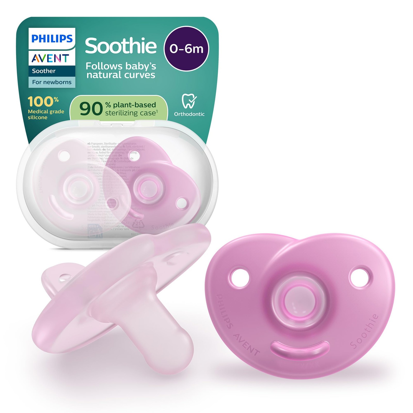 Philips Soothie chupetes diseño de silicona de una pieza para recién nacidos