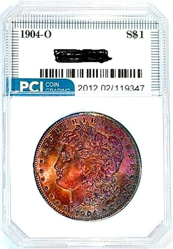 1904-O Gem BU +  Monster Rainbow Toned Obverse Near Flawless Morgan Dollar