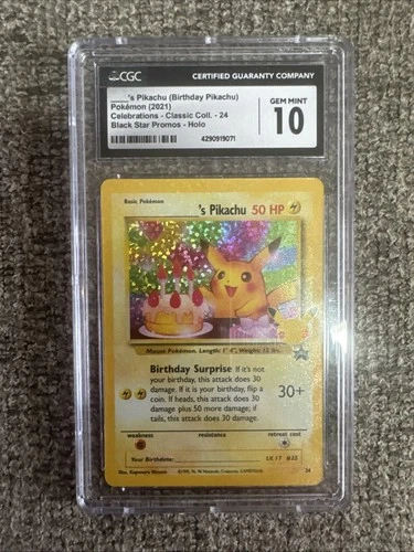 Pokemon Birthday Pikachu 24 Celebrations CGC 10 Gem Mint 2021 Slab