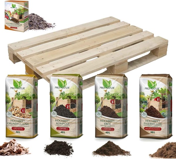 Pro Natur Hochbeet Erde Set Plus 400 L GrundfüLlung + 400 L Kompost + 400 L Erde-image