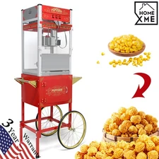 Movie Theater Popcorn Machine Maker Popper w/ Cart & 20oz Stainless-Steel Kettle