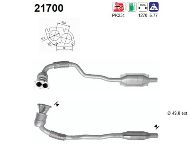 Katalysator AS 21700 FüR Opel Astra CC T98 Caravan Zafira GroßRaumlimousine T92-image