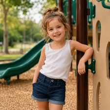 Children's Place Girl's Jean Shorts Shortie Short Court Denim Dark Wash School 4