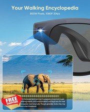 CJkao Smart Glasses HD Camera Video Recorder Bluetooth AI Black