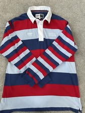 Cotton Traders Help For Heroes Rugby Shirt Mens L Red Blue Striped Long Sleeve