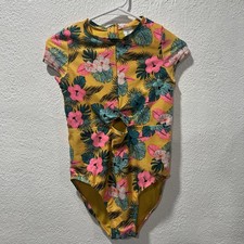 Art Class Tropical Print Girls Onepiece Swimsuit Modest Sun Protection XLarge